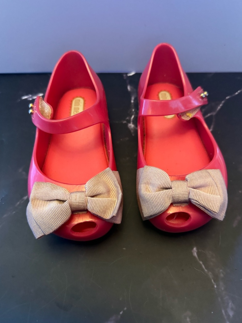Mini Melissa Pink Bow Mary Jane Shoes
